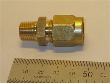 Connector, 12mm-1/4", brass