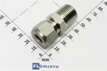 Connector, 12mmOD-½" RT, SS