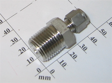 Connector, 6mmOD-1/2"NPT, SS